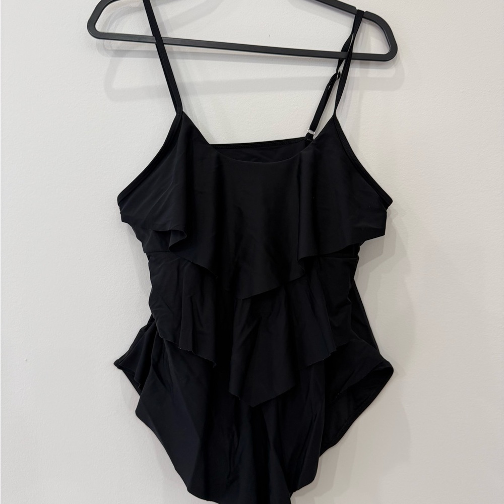Black Ruffle One-Piece Swimsuit - Kids